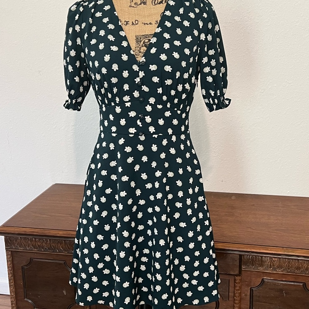 Kate Spade Green Puff Sleeve Mini Dress - Picture 1 of 6